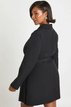 Robe Blazer Cintrée Grande Taille Avec Détail Boucle Et Ceinture À Nouer