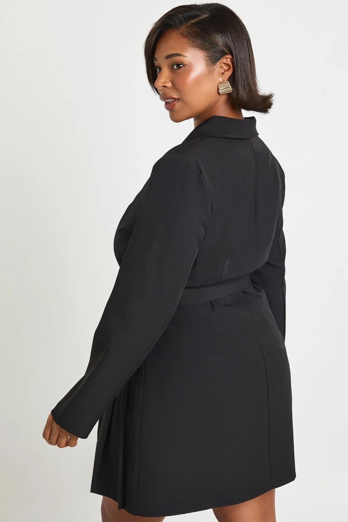 Robe Blazer Cintrée Grande Taille Avec Détail Boucle Et Ceinture À Nouer