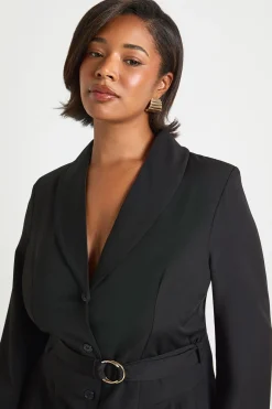 Robe Blazer Cintrée Grande Taille Avec Détail Boucle Et Ceinture À Nouer