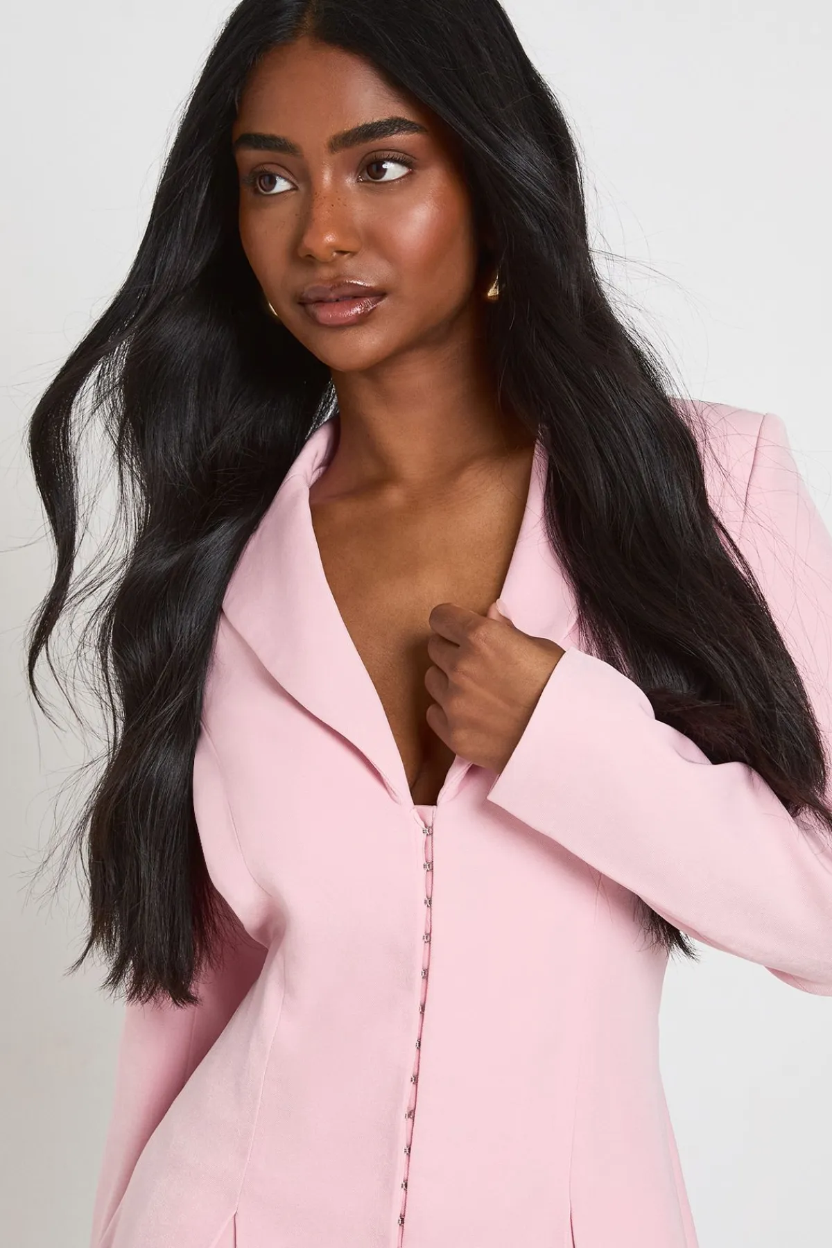 boohoo Robe Blazer Cintrée À La Taille Avec Agrafes Et Œillets<Femme Tailleurs|Robes À Manches Longues