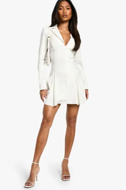 Robe Blazer Cintrée À La Taille Avec Détail Agrafes Et Œillets Sur Mesure