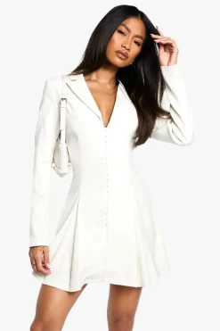 Robe Blazer Cintrée À La Taille Avec Détail Agrafes Et Œillets Sur Mesure