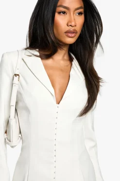 Robe Blazer Cintrée À La Taille Avec Détail Agrafes Et Œillets Sur Mesure