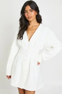 Robe Blazer Cintrée À La Taille Avec Boutonnage