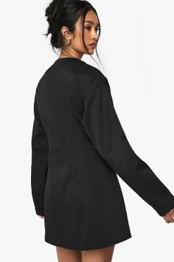 Robe Blazer Cintrée À La Taille Sans Col Ajustée