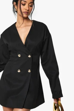 Robe Blazer Cintrée À La Taille Sans Col Ajustée