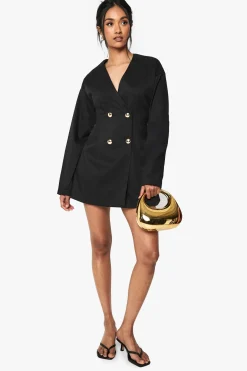 Robe Blazer Cintrée À La Taille Sans Col Ajustée