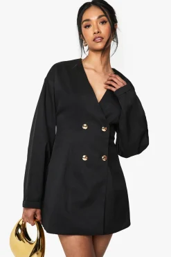 Robe Blazer Cintrée À La Taille Sans Col Ajustée