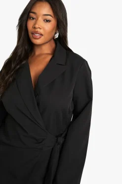 boohoo Robe Blazer Cintrée à Nouer à la Taille<Femme Tailleurs|Robes À Manches Longues