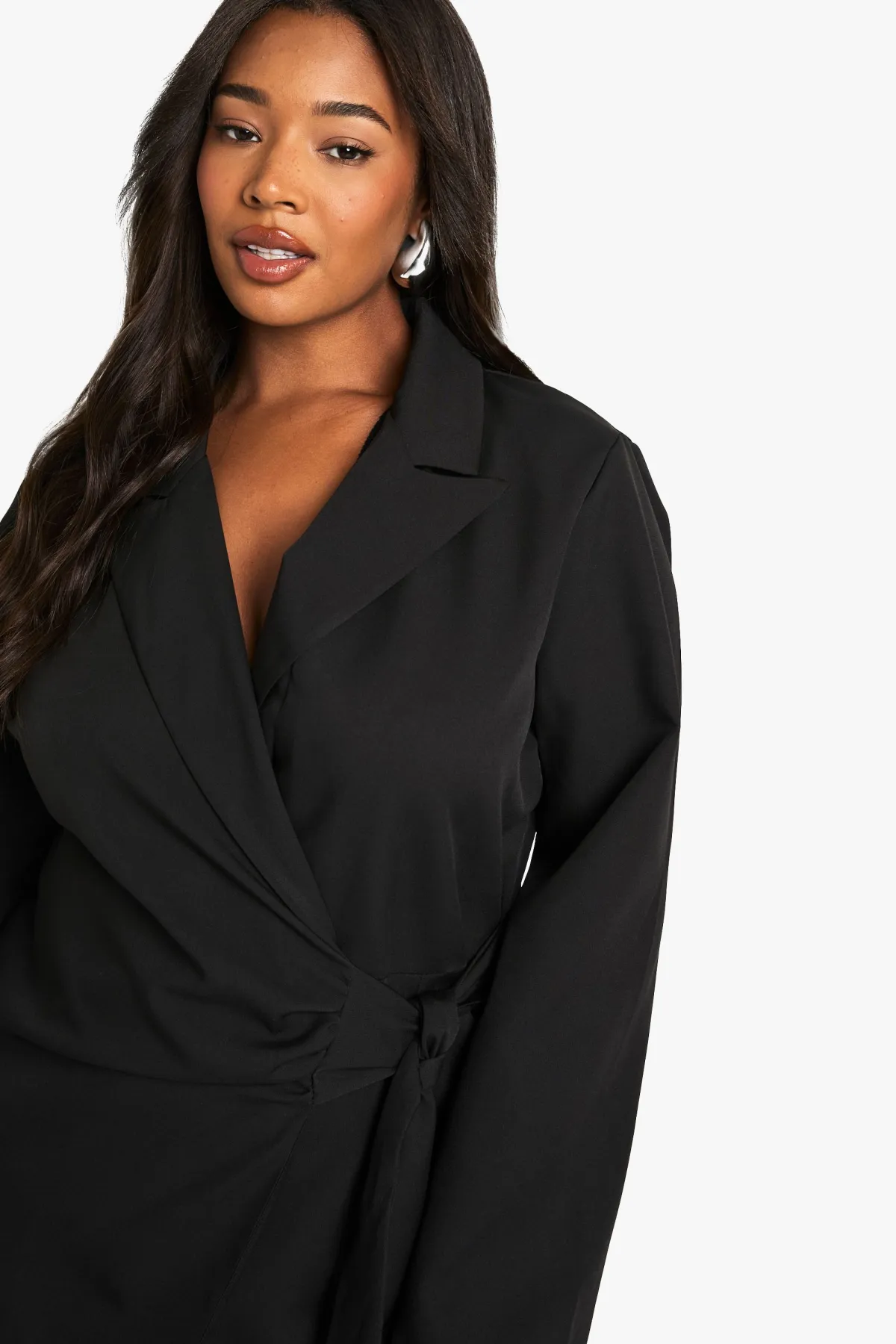boohoo Robe Blazer Cintrée à Nouer à la Taille<Femme Tailleurs|Robes À Manches Longues