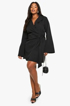 boohoo Robe Blazer Cintrée à Nouer à la Taille<Femme Tailleurs|Robes À Manches Longues