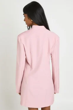 Robe Blazer Cintrée À Épaulettes Structurées, Décolleté En V Profond Et Boutonnage