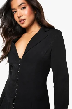 Robe Blazer Cintrée Petite Avec Détail D'agrafes Et Taille Froncée