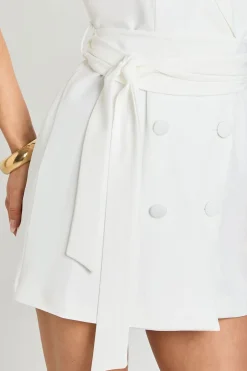 Robe Blazer Cintrée Sans Manches Avec Ceinture Obi Nouée À La Taille