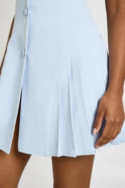 Robe Blazer Cintrée Sans Manches Structurée À Taille Marquée Et Jupe Plissée
