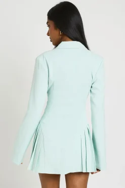 Robe Blazer Cintrée Structurée À Taille Marquée Et Plis