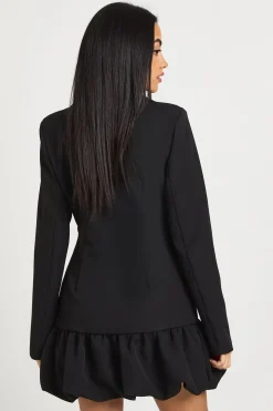 Robe Blazer à Décolleté Plongeant et Ourlet Asymétrique