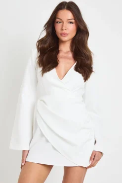 boohoo Robe Blazer Drapée Sans Col Avec Ceinture À Nouer<Femme Tailleurs|Robes Remise De Diplôme