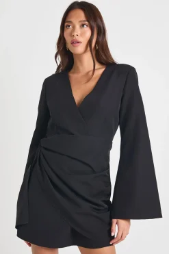 boohoo Robe Blazer Drapée Sans Col Avec Ceinture À Nouer<Femme Tailleurs|Robes À Manches Longues