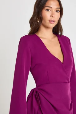 Robe blazer drapée à taille nouée sans col