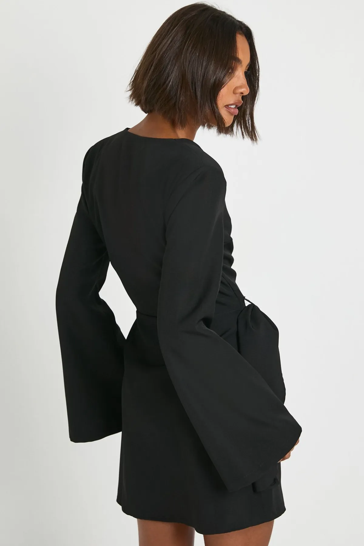 boohoo Robe Blazer Drapée Tall Sans Col Avec Ceinture À Nouer<Femme Tailleurs|Robes À Manches Longues