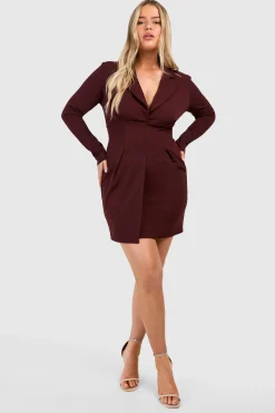 Robe Blazer à Détail Corset Plus