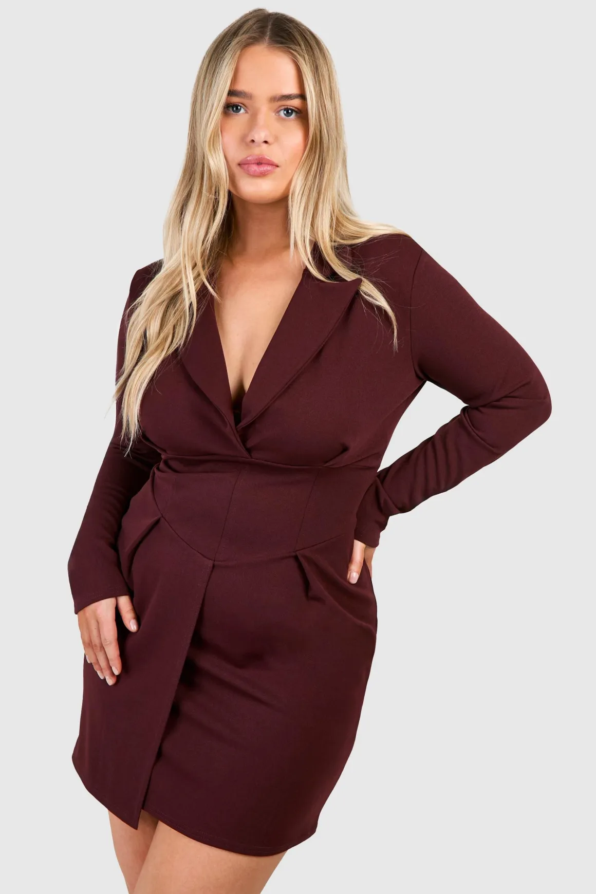 Robe Blazer à Détail Corset Plus