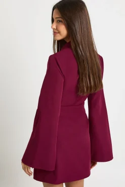 Robe blazer à détails de boucle et ceinture nouée