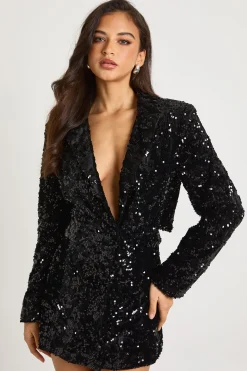 Robe blazer en dentelle de velours structurée Demask