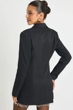 Robe blazer à garniture perlée