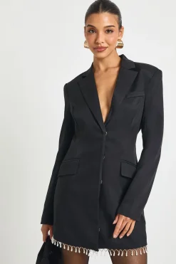 Robe blazer à garniture perlée