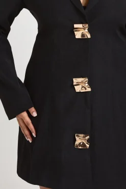 boohoo Robe Blazer Grande Taille Avec Détails Dorés<Femme Tailleurs|Robes À Manches Longues