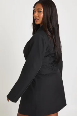 Robe Blazer Grande Taille Avec Ceinture Obi Nouée À La Taille