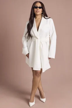Robe Blazer Grande Taille Avec Ceinture Obi Nouée À La Taille