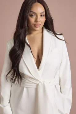 Robe Blazer Grande Taille Avec Ceinture Obi Nouée À La Taille