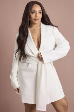 Robe Blazer Grande Taille Avec Ceinture Obi Nouée À La Taille