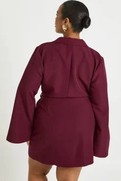 Robe blazer grande taille cintrée avec détails de boucle et ceinture nouée
