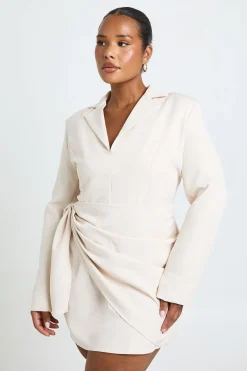 boohoo Robe Blazer Grande Taille À Drapé Frontal<Femme Tailleurs|Robes À Manches Longues