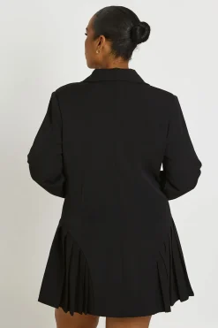 Robe Blazer Grande Taille À Jupe Plissée Et Boutonnage