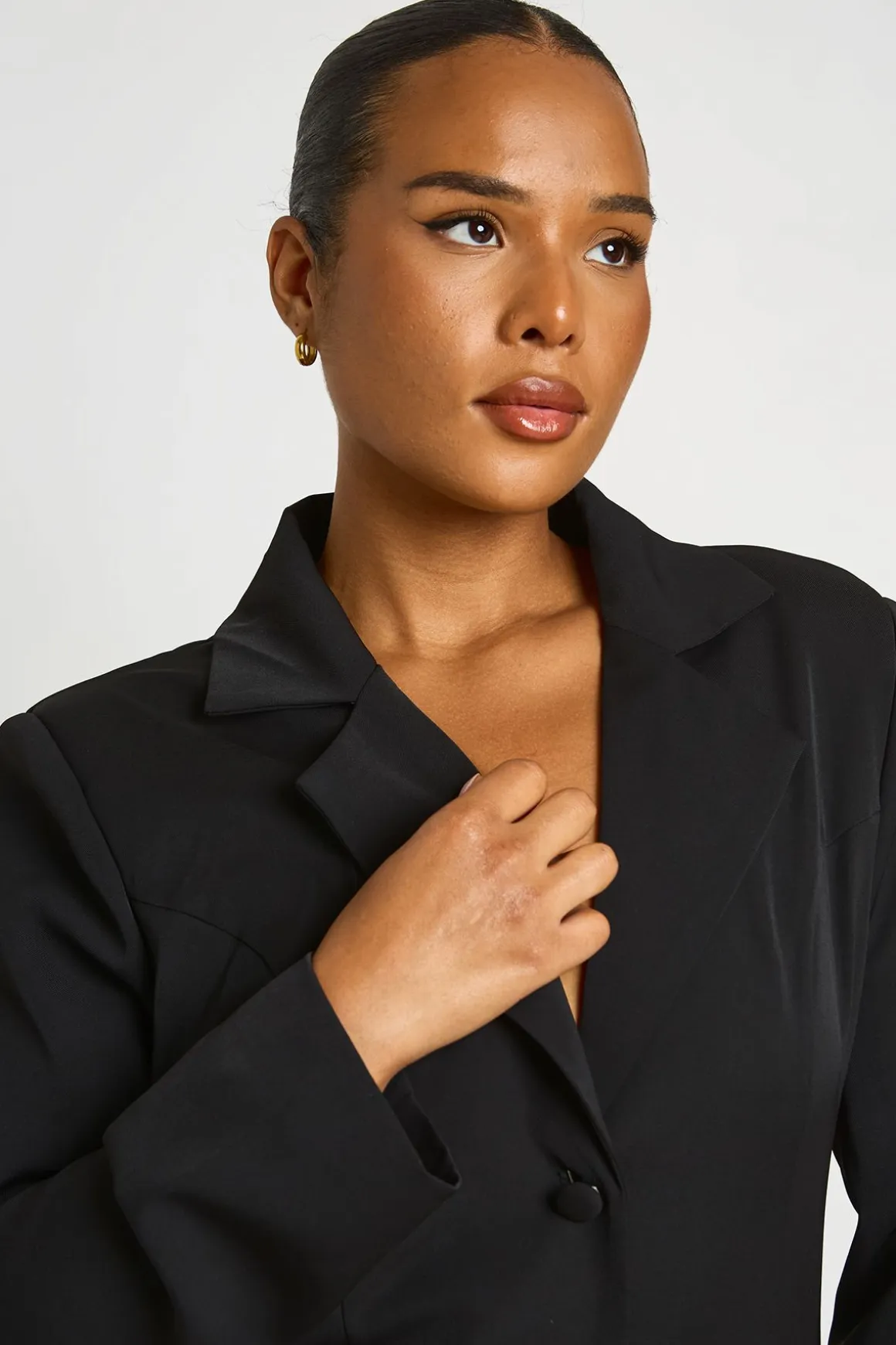 Robe Blazer Grande Taille À Jupe Plissée Et Boutonnage
