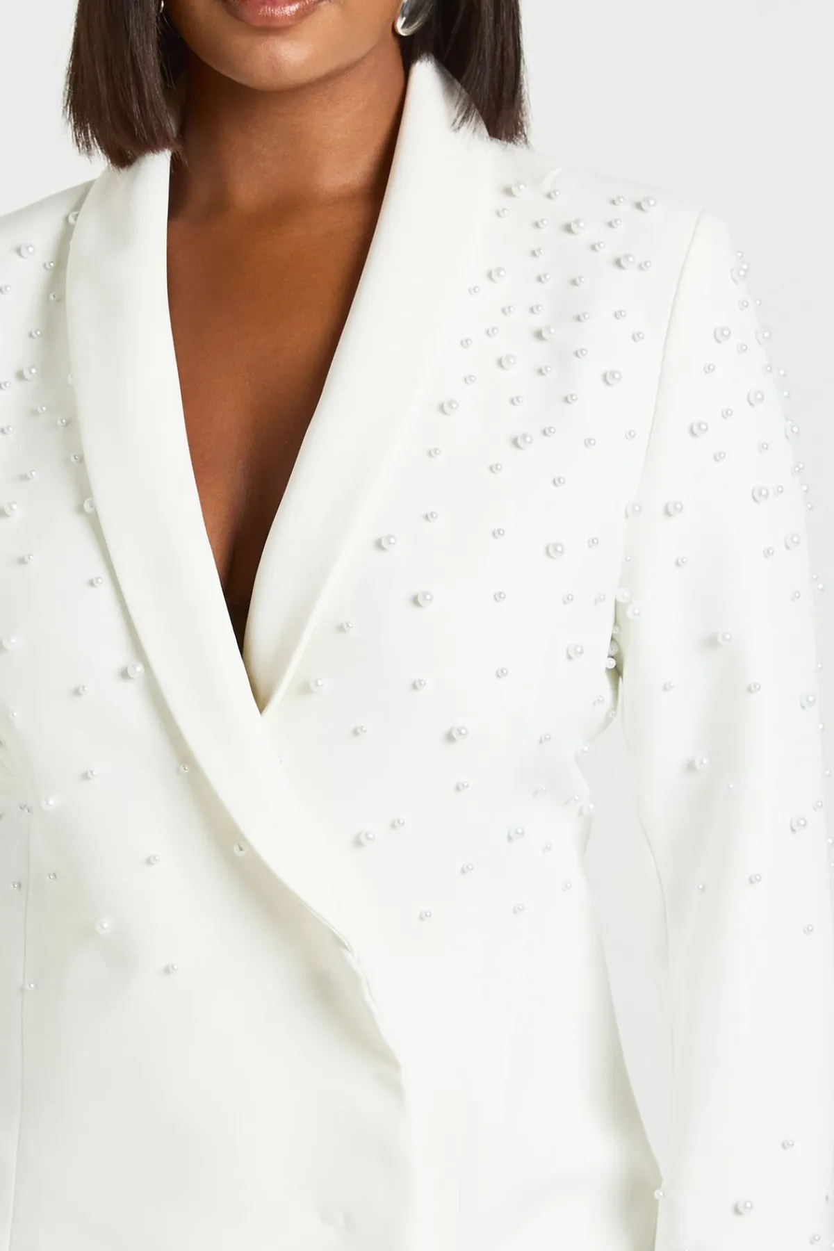 boohoo Robe Blazer Grande Taille Ornée De Perles<Femme Tailleurs|Robes À Manches Longues