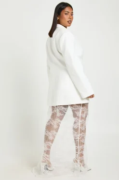Robe Blazer Grande Taille à Ourlet en Dentelle