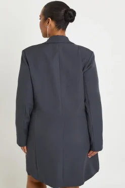 Robe Blazer Grande Taille à Épaulettes Tissée