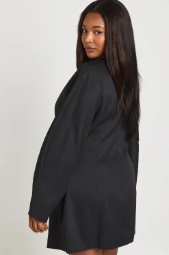 boohoo Robe Blazer Grande Taille Sans Col à Taille Cintrée<Femme Tailleurs|Robes À Manches Longues