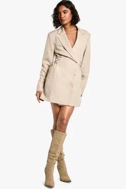 Robe Blazer Haute Avec Laçage Latéral