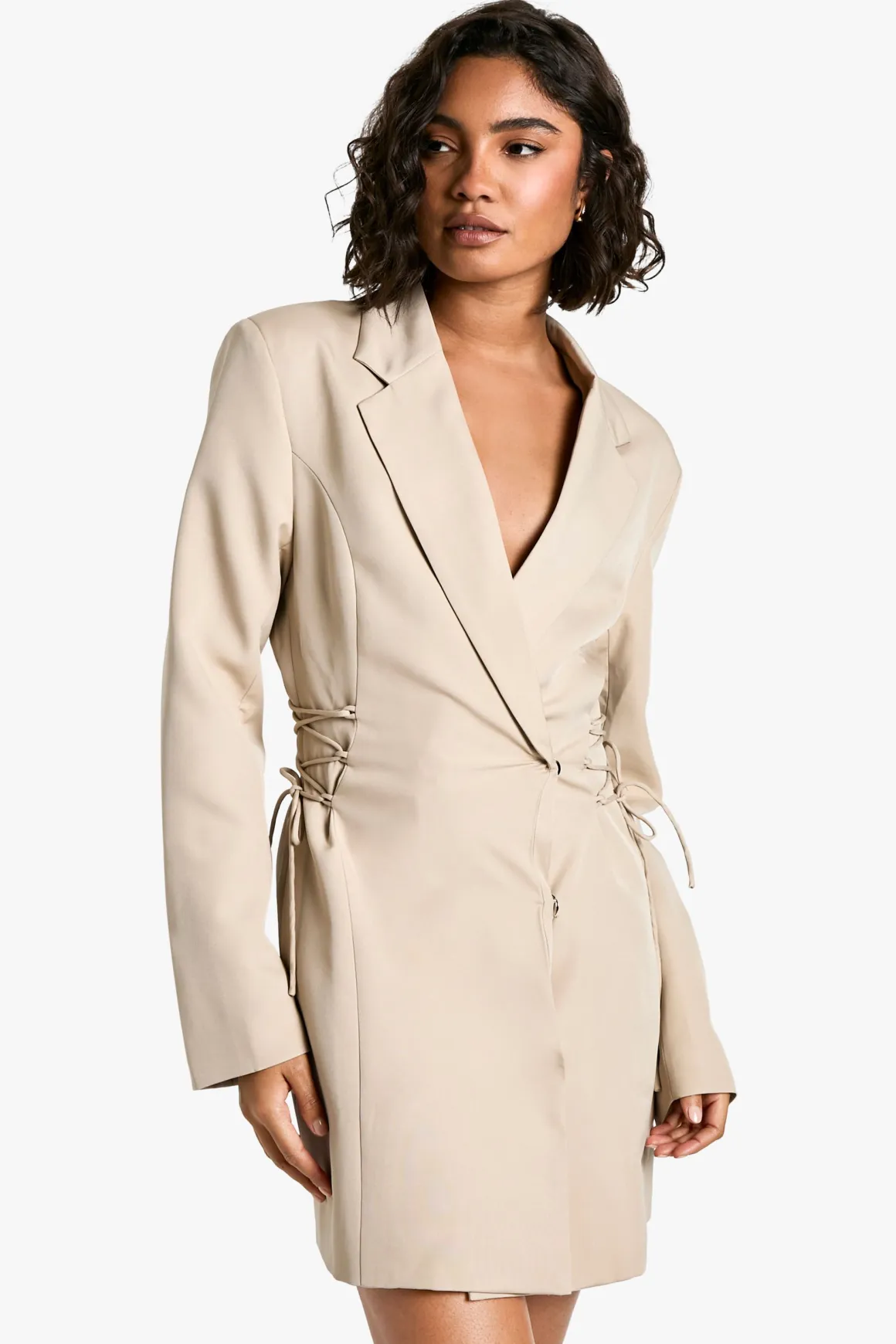 Robe Blazer Haute Avec Laçage Latéral