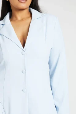 boohoo Robe Blazer À Jupe Plissée Et Boutonnage Grande Taille<Femme Tailleurs|Robes À Manches Longues
