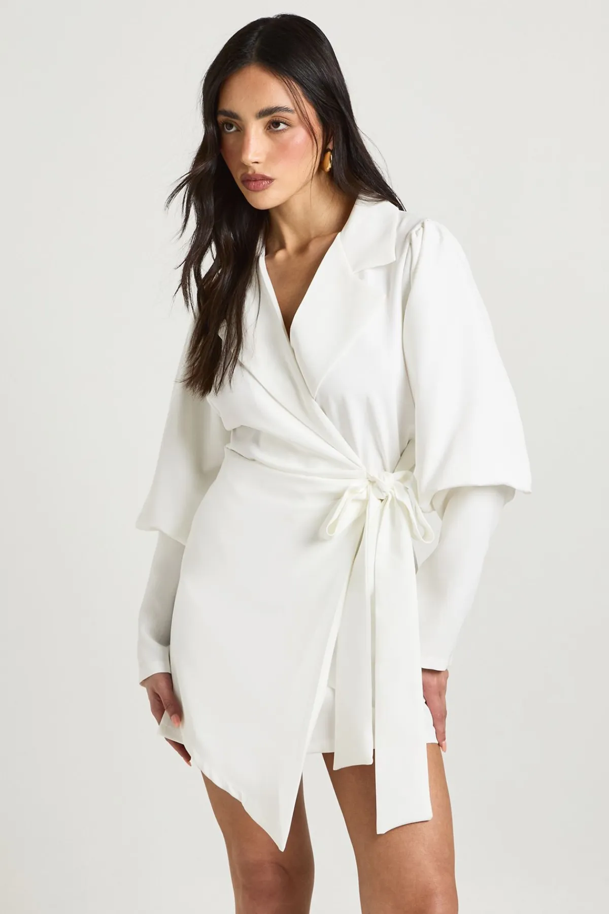 boohoo Robe Blazer À Manches Volumineuses Et Ceinture Nouée À La Taille<Femme Tailleurs|Robes À Manches Longues