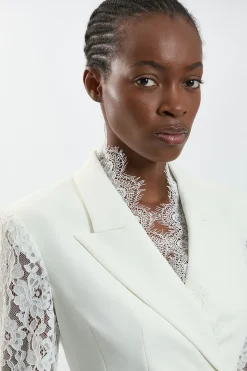 Robe Blazer Mini En Dentelle Stretch Avec Manches En Dentelle