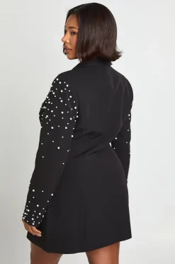 Robe blazer ornée de perles Plus